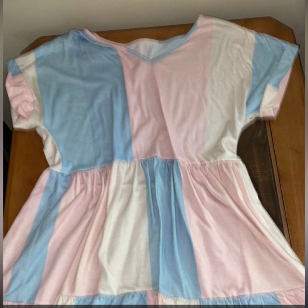 SHEIN Blue and Pink Raglan Sleeve Sundress